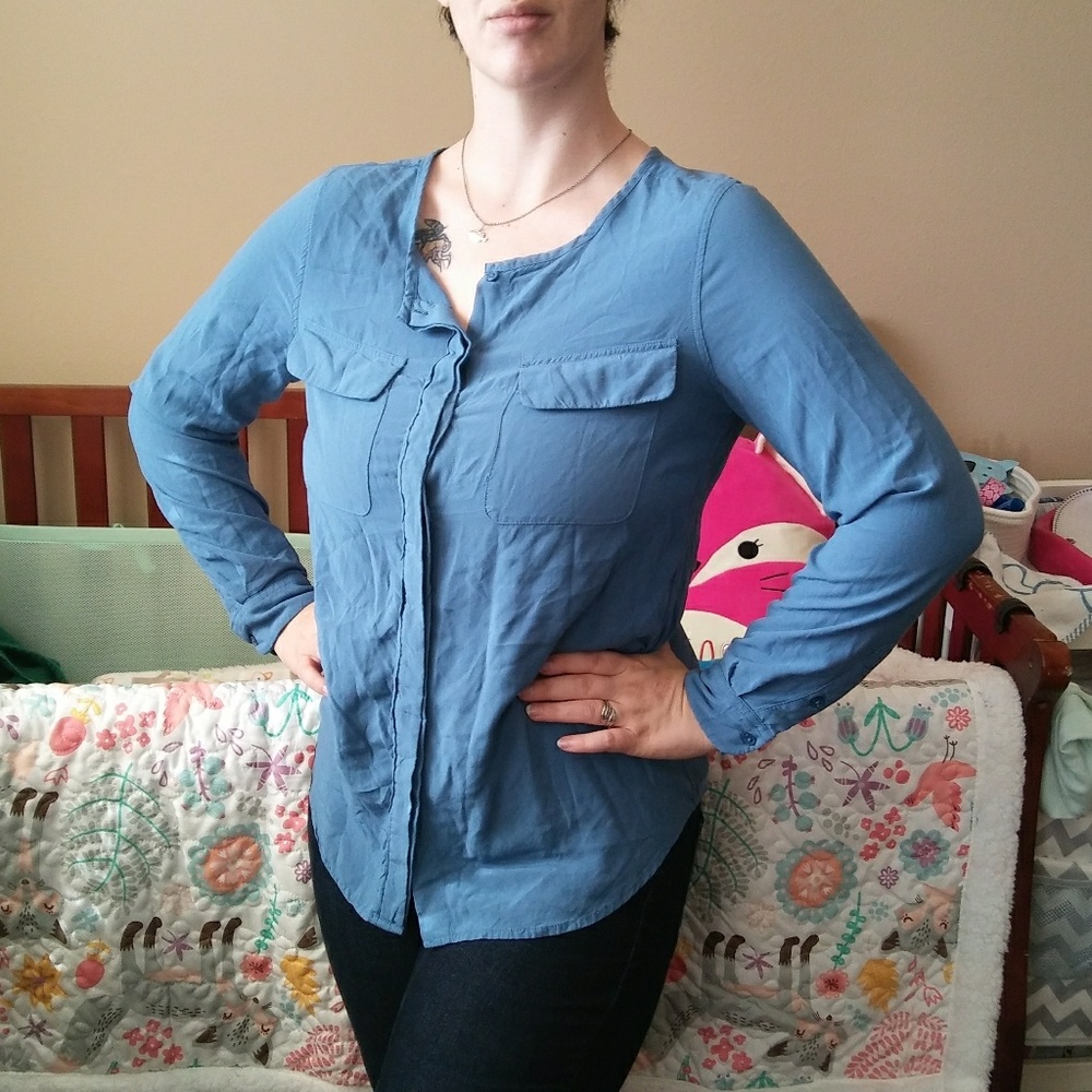 Blue button down